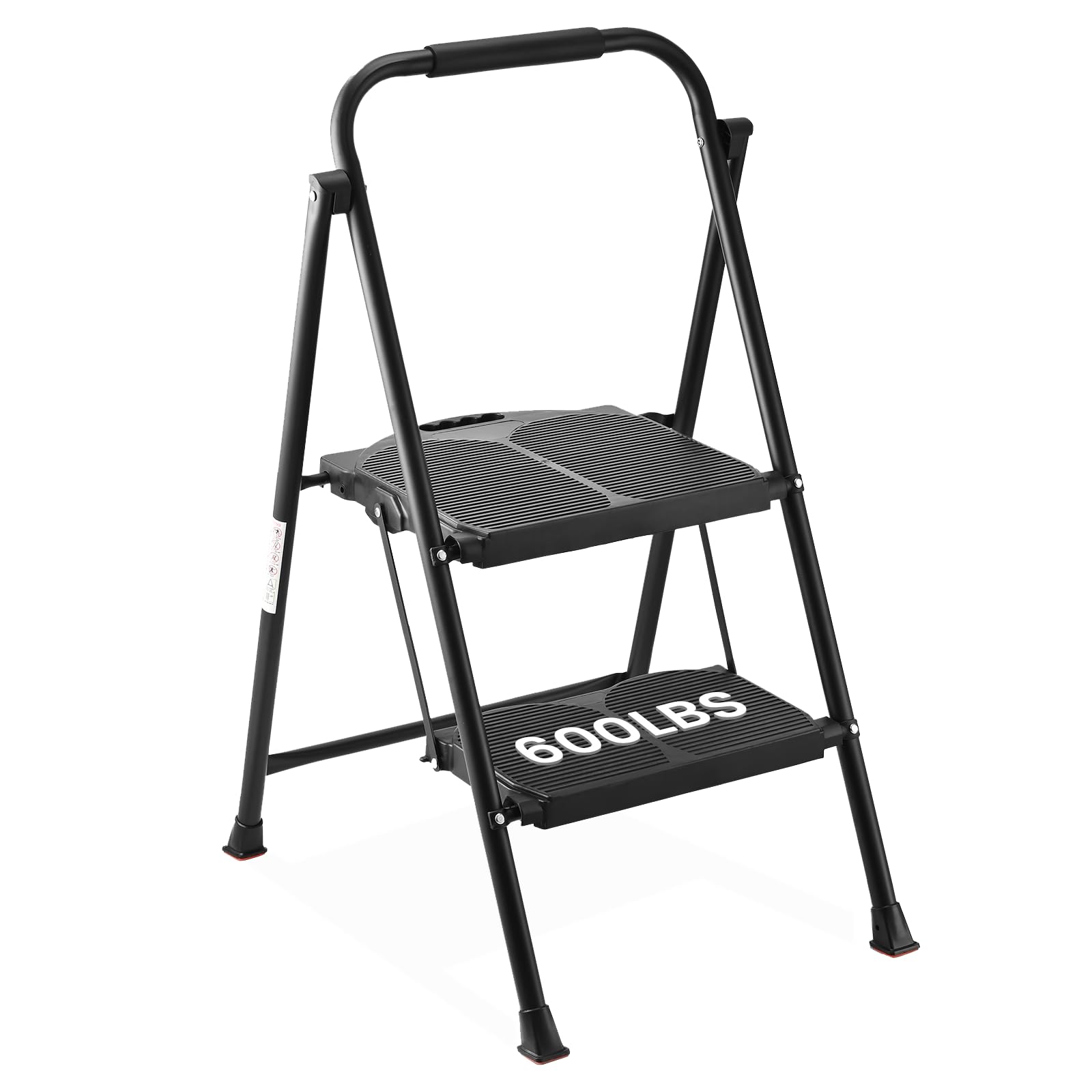 600Lbs 2 Step Ladder,Folding Step Stool With Wide Anti-Slip Pedal, Lightweight Sturdy Steel Ladder With Handgrip,Portable Steel